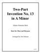 Two-Part Invention No. 13 in A Minor P.O.D. cover
